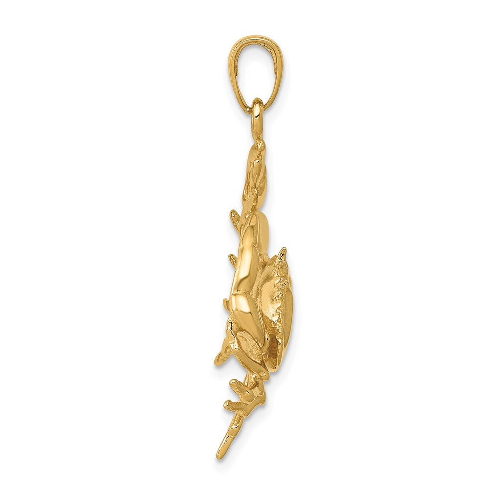 Million Charms 14K Yellow Gold Themed Stone Crab With Claw Extended Pendant