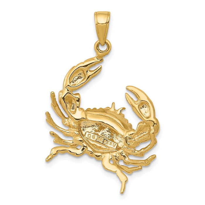 Million Charms 14K Yellow Gold Themed Stone Crab With Claw Extended Pendant