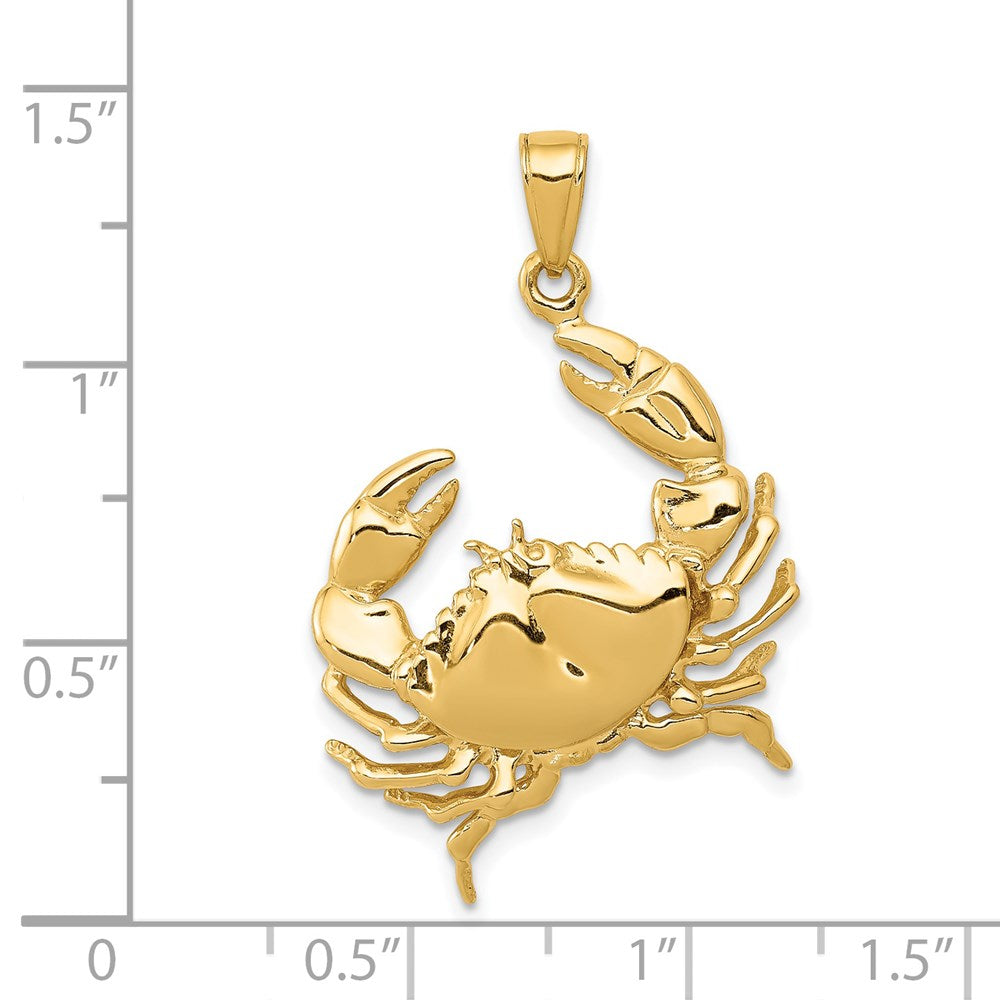 Million Charms 14K Yellow Gold Themed Stone Crab With Claw Extended Pendant