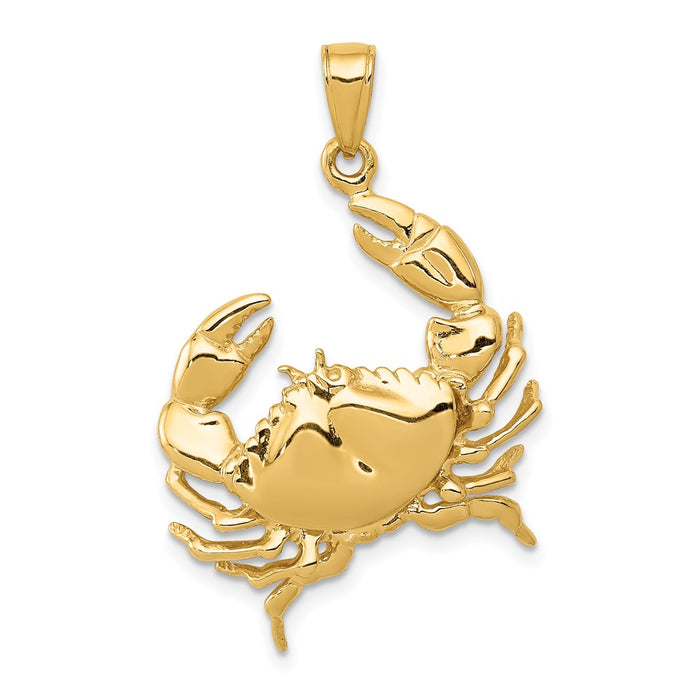 Million Charms 14K Yellow Gold Themed Stone Crab With Claw Extended Pendant