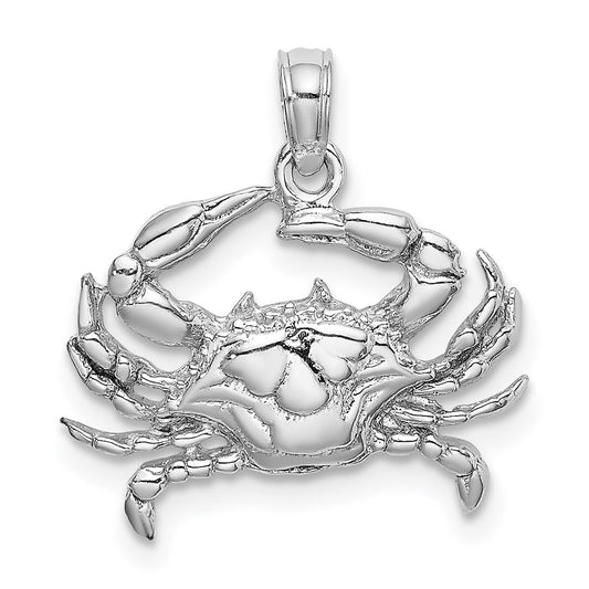 Million Charms 14K White Gold Themed 2-D Blue Crab Charm