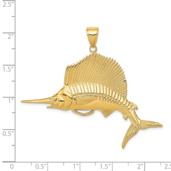 Million Charms 14K Yellow Gold Themed Sailfish Pendant
