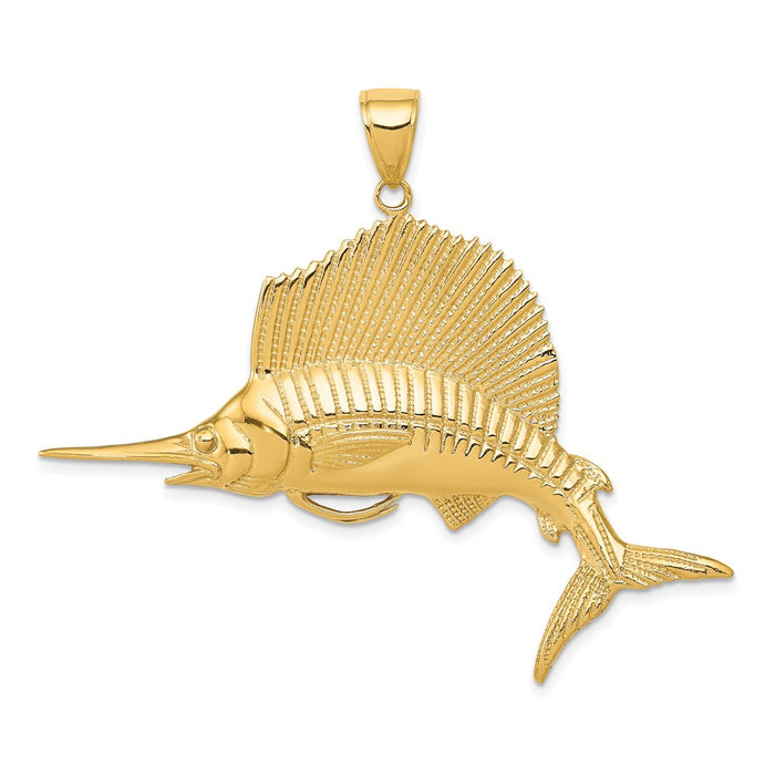 Million Charms 14K Yellow Gold Themed Sailfish Pendant