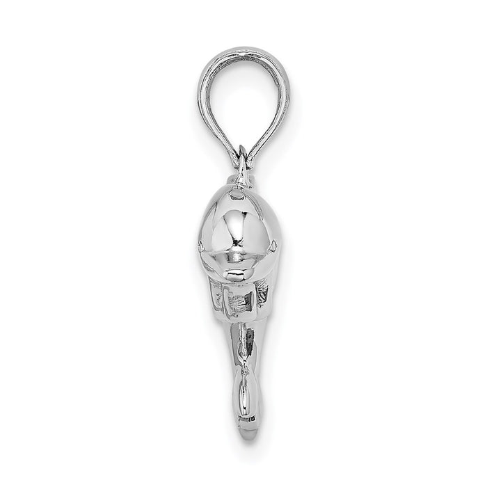 Million Charms 14K White Gold Themed 3-D Puffed Dolphin Charm