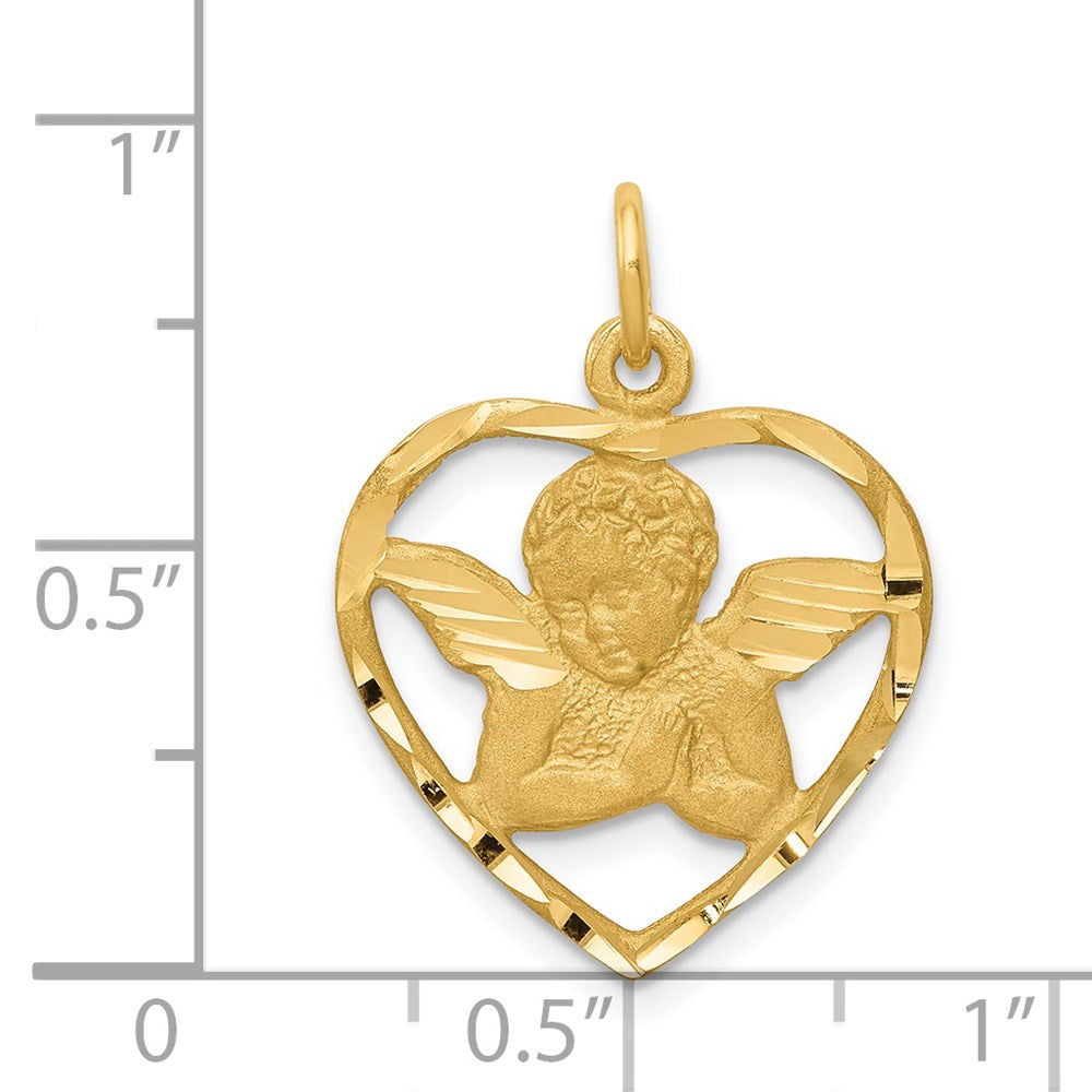 Million Charms 14K Yellow Gold Themed Angel In Heart Charm