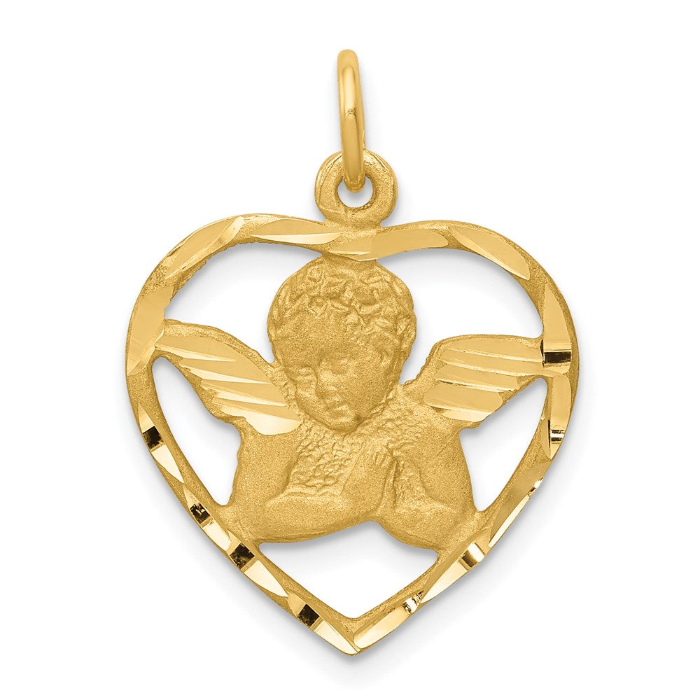 Million Charms 14K Yellow Gold Themed Angel In Heart Charm