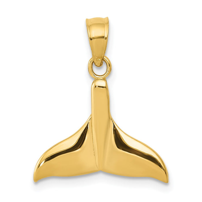 Million Charms 14K Yellow Gold Themed Solid Polished Open-Backed Whale Tail Pendant