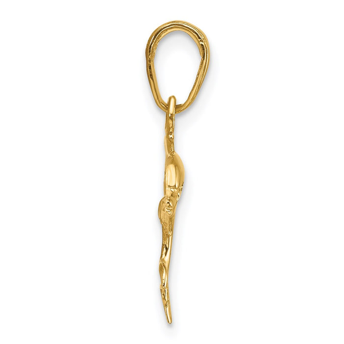 Million Charms 14K Yellow Gold Themed Dolphin Jumping Pendant