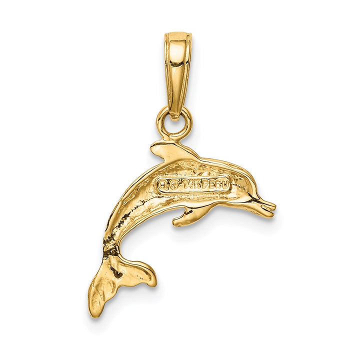 Million Charms 14K Yellow Gold Themed Dolphin Jumping Pendant