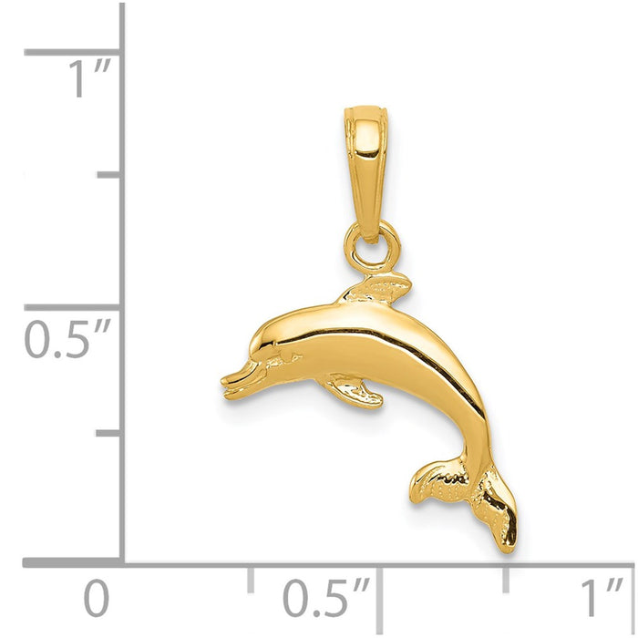 Million Charms 14K Yellow Gold Themed Dolphin Jumping Pendant