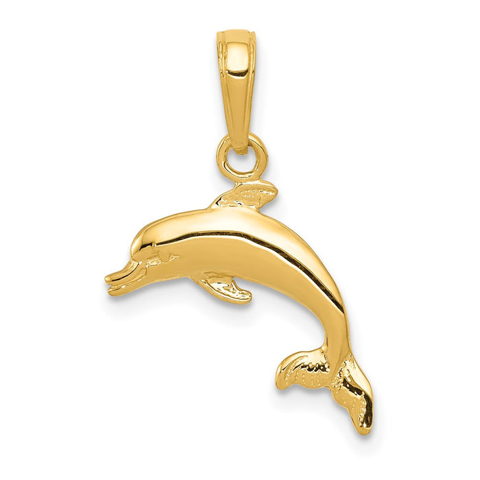 Million Charms 14K Yellow Gold Themed Dolphin Jumping Pendant