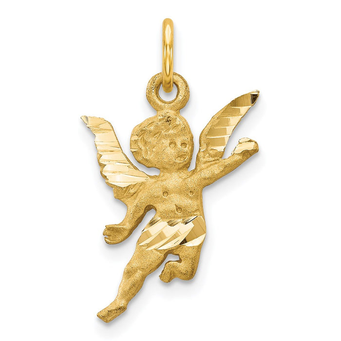 Million Charms 14K Yellow Gold Themed Diamond-Cut Angel Charm