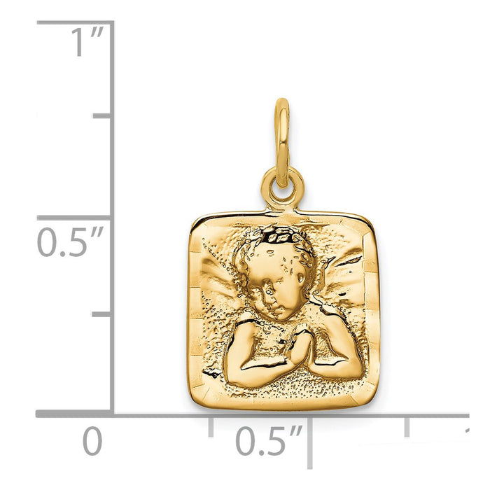 Million Charms 14K Yellow Gold Themed Satin & Diamond -Cut Angel Charm