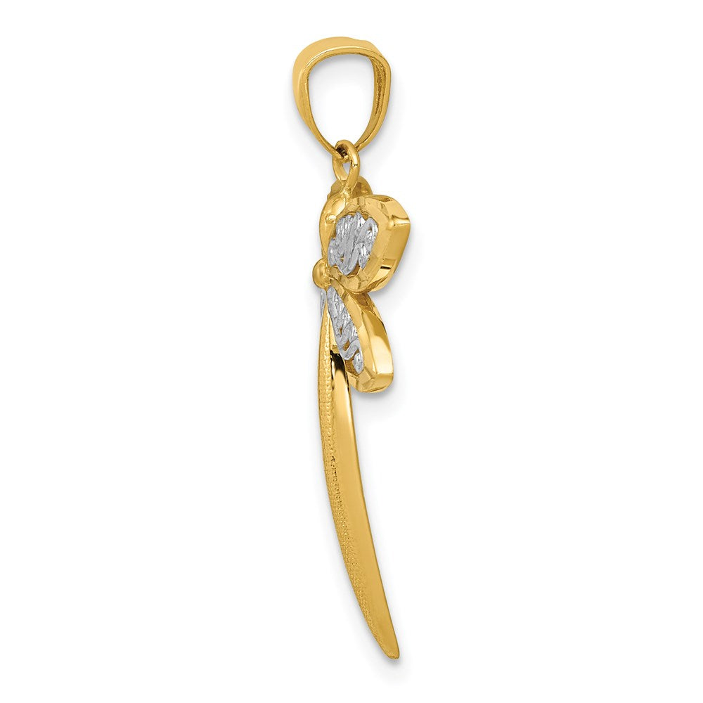 Million Charms 14K Yellow Gold Themed With Rhodium-plated Dragonfly Pendant