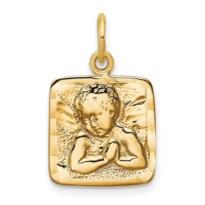 Million Charms 14K Yellow Gold Themed Satin & Diamond -Cut Angel Charm