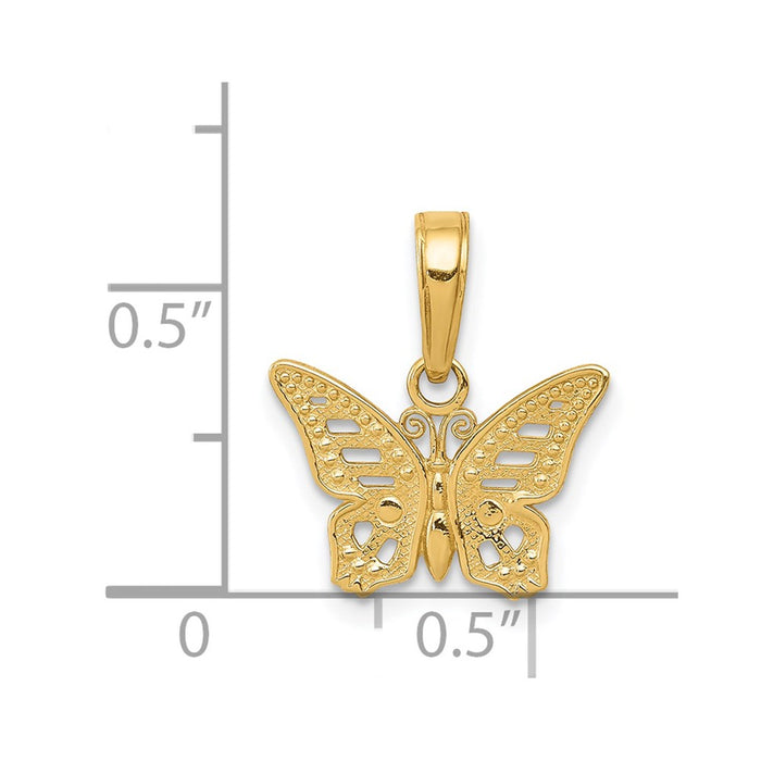 Million Charms 14K Yellow Gold Themed Cut-Out Butterfly Pendant