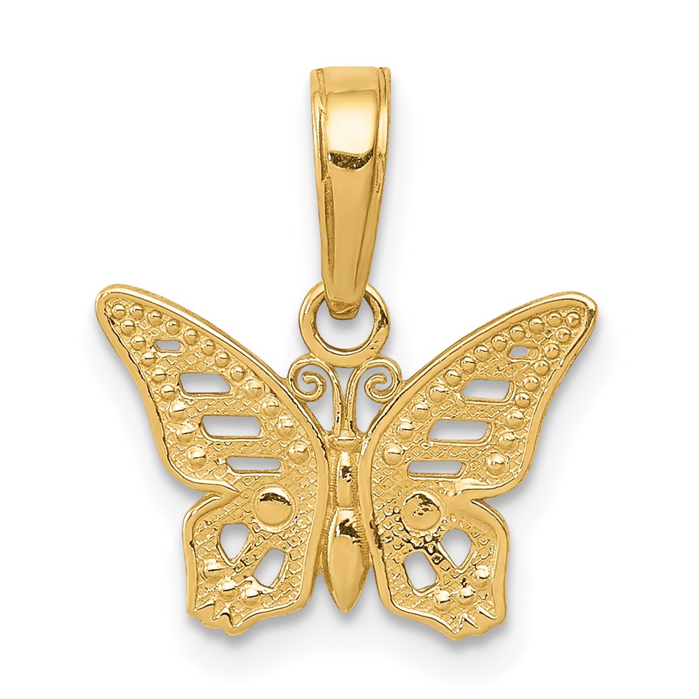 Million Charms 14K Yellow Gold Themed Cut-Out Butterfly Pendant