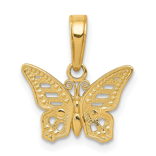 Million Charms 14K Yellow Gold Themed Cut-Out Butterfly Pendant