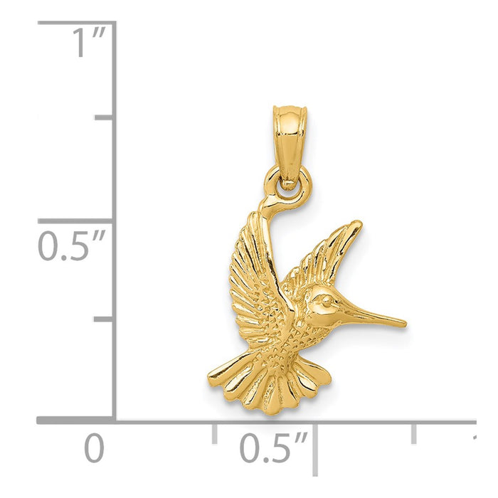 Million Charms 14K Yellow Gold Themed Hummingbird Pendant