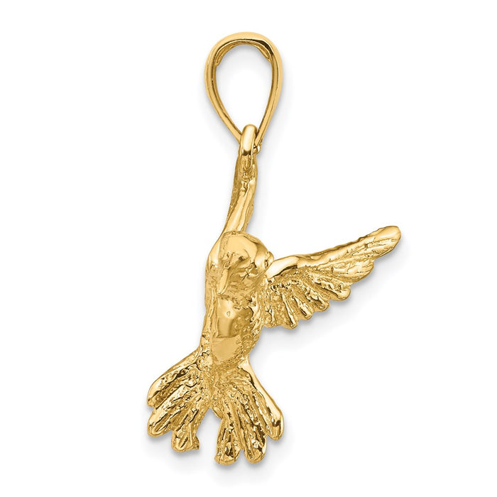 Million Charms 14K Yellow Gold Themed 2-D Hummingbird Pendant