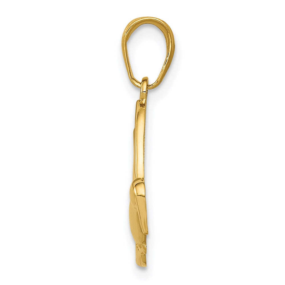 Million Charms 14K Yellow Gold Themed Hummingbird In Flight Pendant