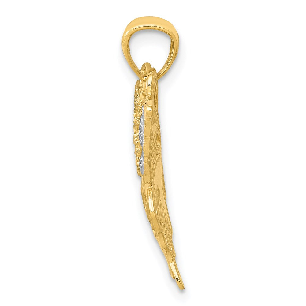 Million Charms 14K Yellow Gold Themed Rhodium-plated Fancy Butterfly Pendant