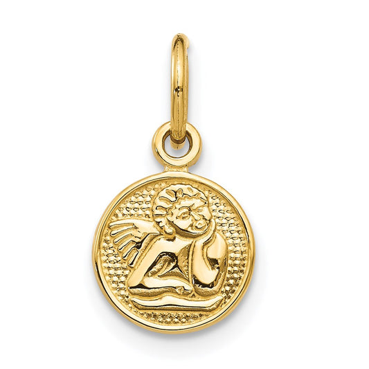 Million Charms 14K Yellow Gold Themed Small Polished Angel Charm