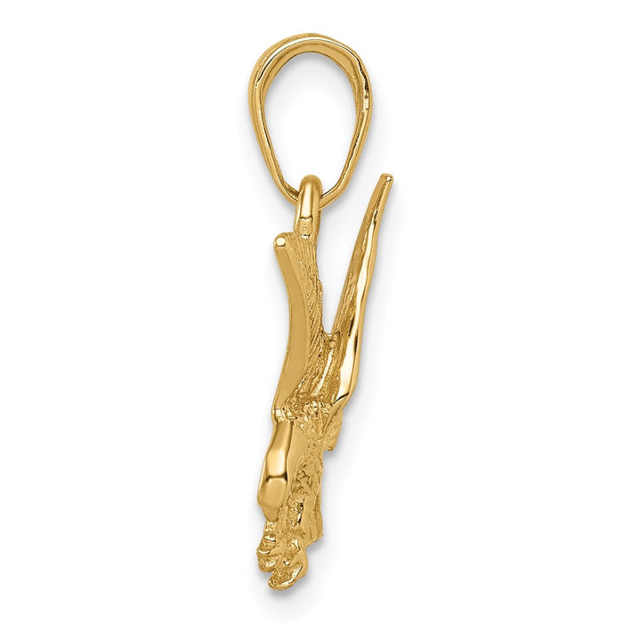 Million Charms 14K Yellow Gold Themed Eagle Landing Pendant