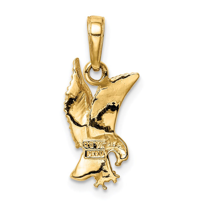 Million Charms 14K Yellow Gold Themed Eagle Landing Pendant