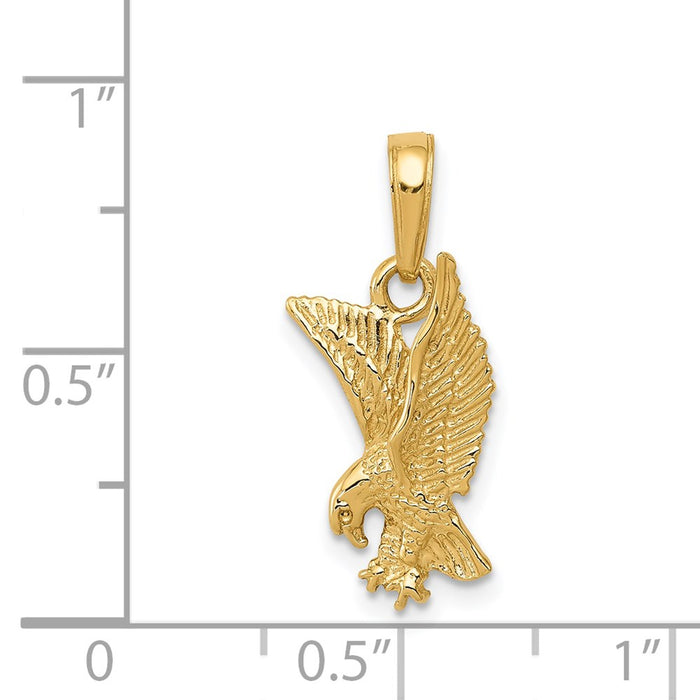 Million Charms 14K Yellow Gold Themed Eagle Landing Pendant