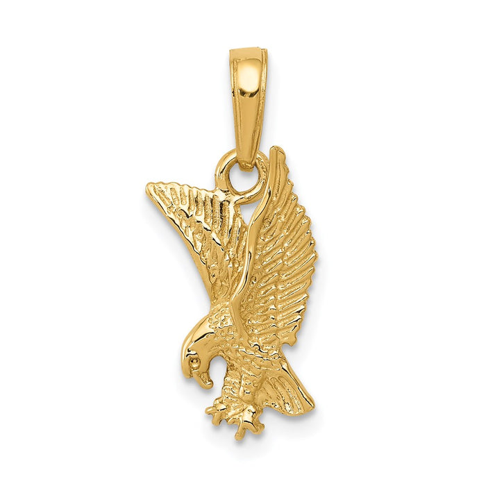 Million Charms 14K Yellow Gold Themed Eagle Landing Pendant