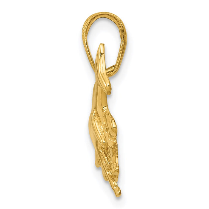 Million Charms 14K Yellow Gold Themed Double Horses Running Pendant