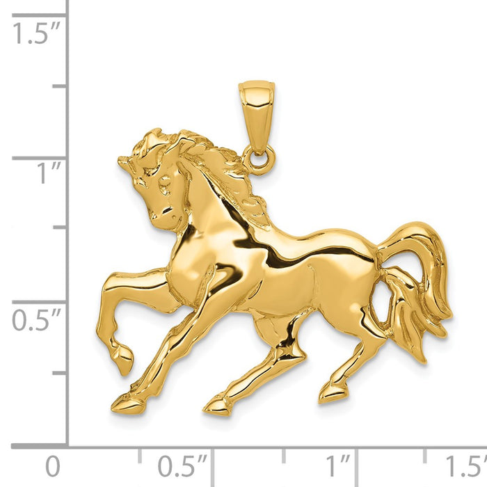 Million Charms 14K Yellow Gold Themed Horse Galloping Pendant