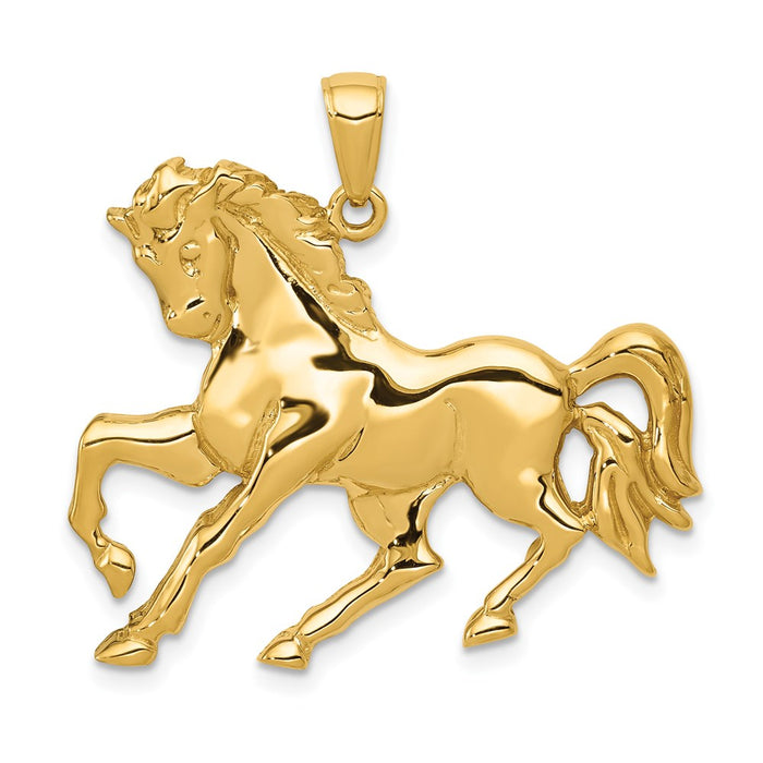 Million Charms 14K Yellow Gold Themed Horse Galloping Pendant