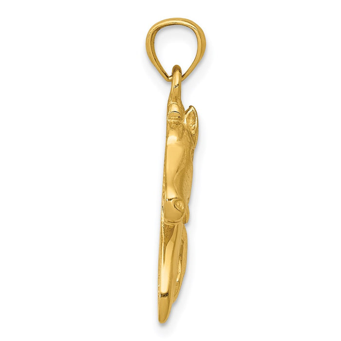 Million Charms 14K Yellow Gold Themed Horse Head Pendant