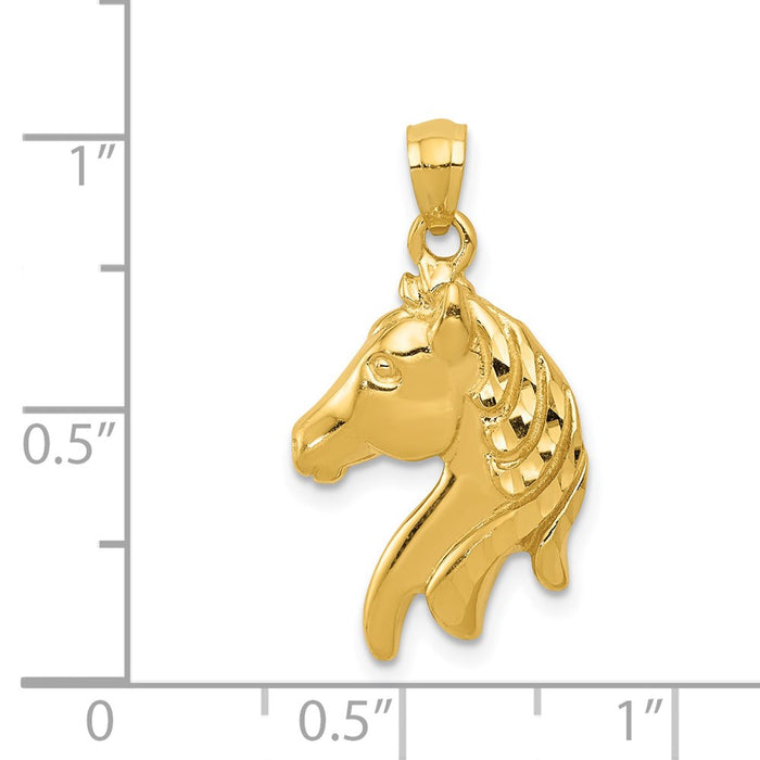 Million Charms 14K Yellow Gold Themed Horse Head Pendant