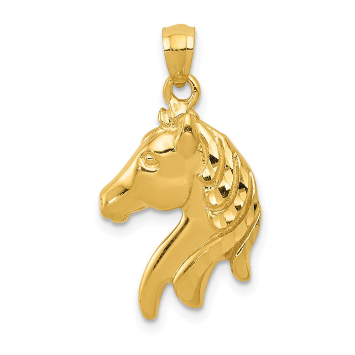 Million Charms 14K Yellow Gold Themed Horse Head Pendant
