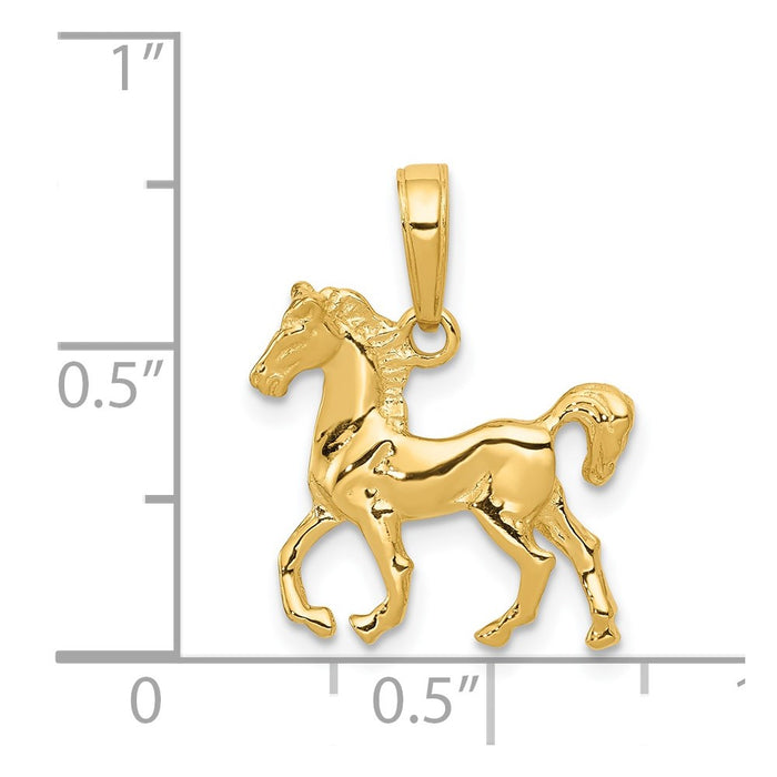Million Charms 14K Yellow Gold Themed Standing Horse Pendant