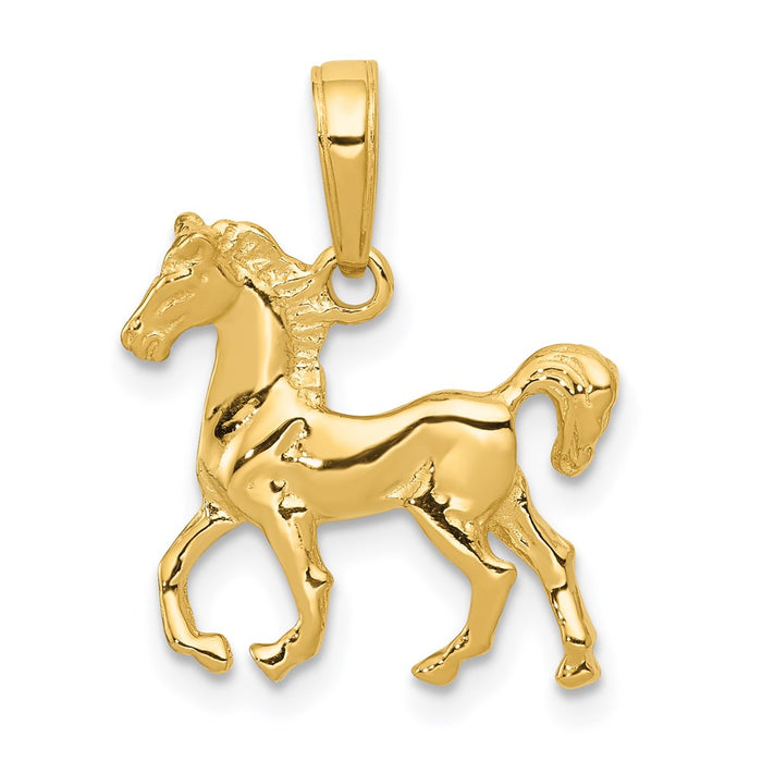 Million Charms 14K Yellow Gold Themed Standing Horse Pendant