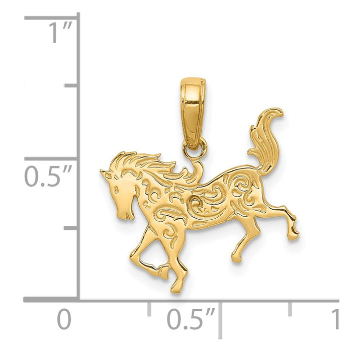 Million Charms 14K Yellow Gold Themed Horse Pendant