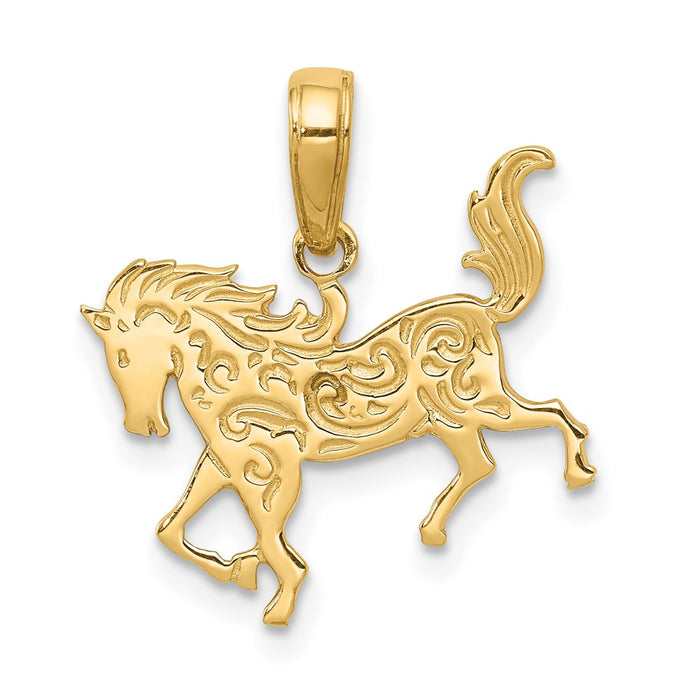 Million Charms 14K Yellow Gold Themed Horse Pendant