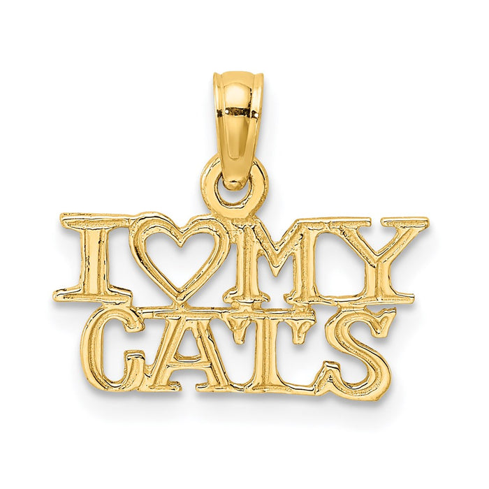 Million Charms 14K Yellow Gold Themed I Love My Cats Charm