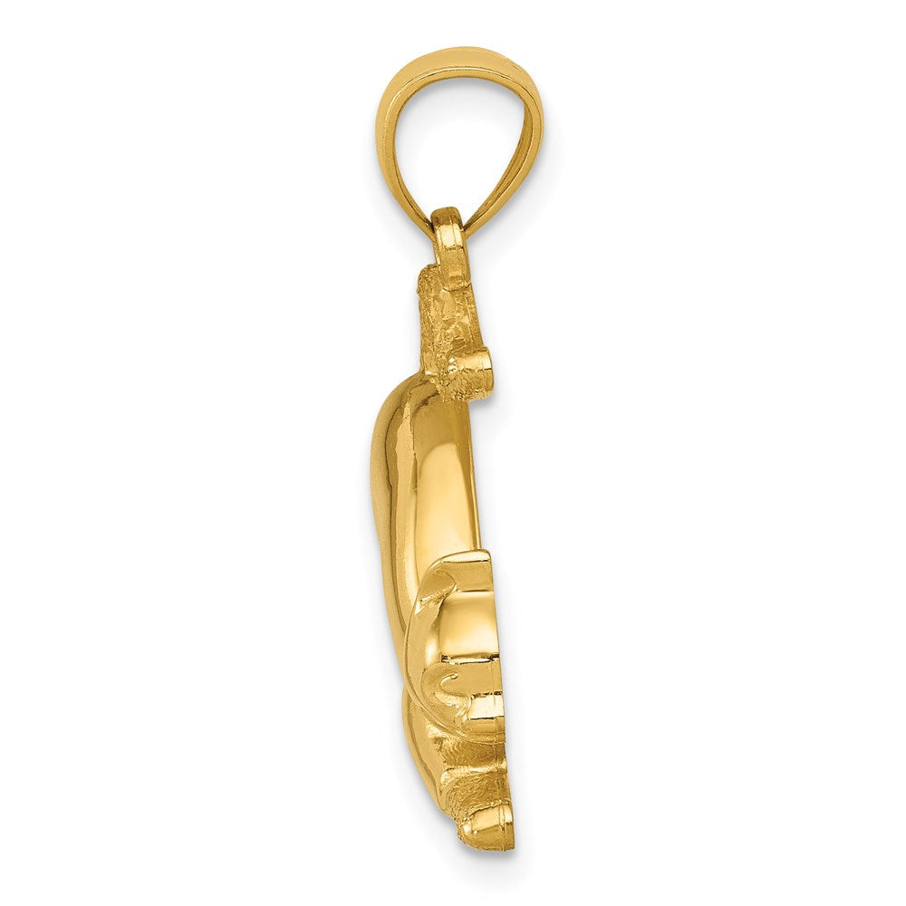 Million Charms 14K Yellow Gold Themed Stretching Cat Pendant