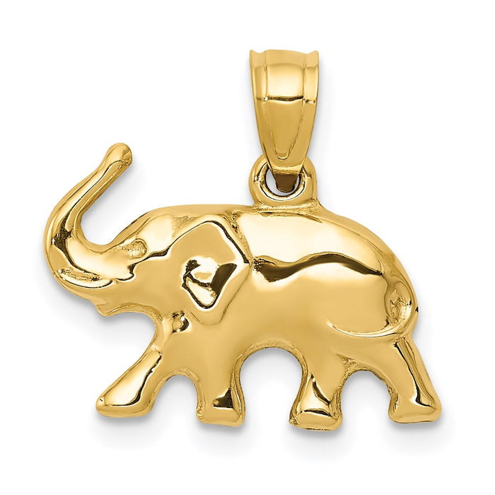 Million Charms 14K Yellow Gold Themed 3-D Elephant Pendant