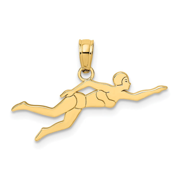 Million Charms 14K Yellow Gold Themed Female Swimmer Charm