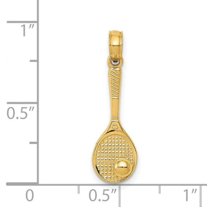 Million Charms 14K Yellow Gold Themed Sports Tennis Racquet, Ball Charm