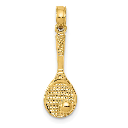 Million Charms 14K Yellow Gold Themed Sports Tennis Racquet, Ball Charm
