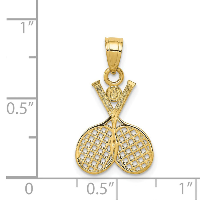 Million Charms 14K Yellow Gold Themed Double Sports Tennis Racquet Charm