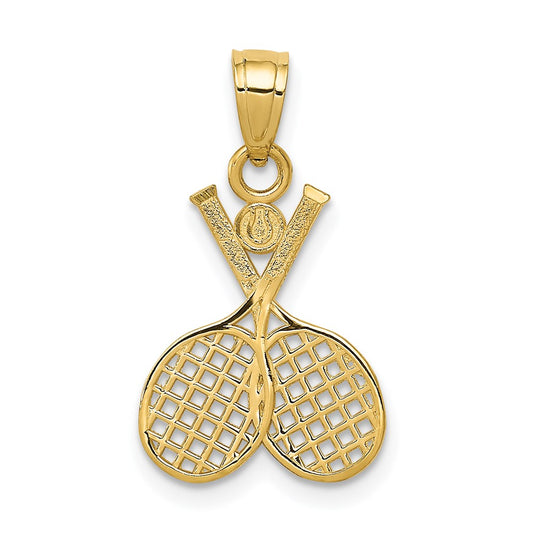 Million Charms 14K Yellow Gold Themed Double Sports Tennis Racquet Charm
