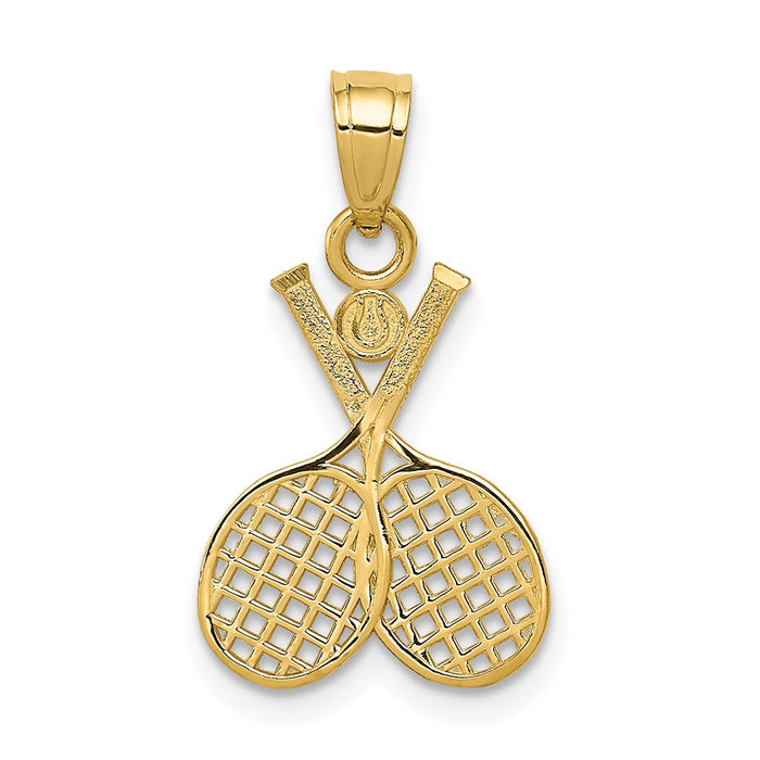 Million Charms 14K Yellow Gold Themed Double Sports Tennis Racquet Charm